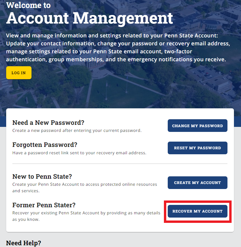 Recover an Existing Account